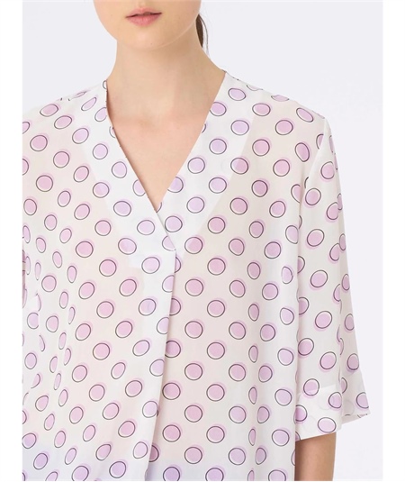 Ragno DG80SW - Blusa scollo a V manica 3/4 in georgette di Viscosa - Fantasia Bianco 010F