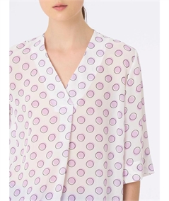 Ragno DG80SW - Blusa scollo a V manica 3/4 in georgette di Viscosa - Fantasia Bianco 010F