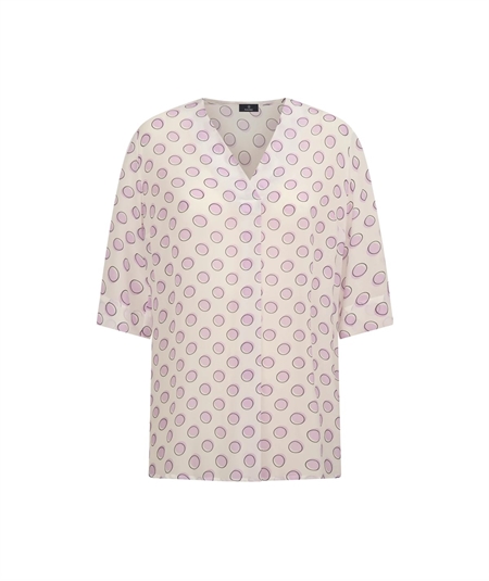 Ragno DG80SW - Blusa scollo a V manica 3/4 in georgette di Viscosa - Fantasia Bianco 010F