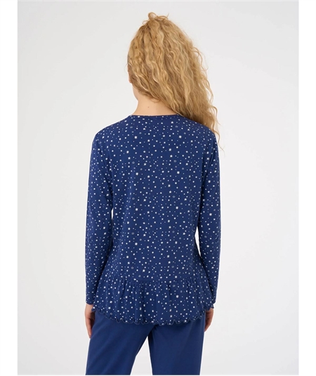 Ragno - DF96N1 Pigiama girocollo serafino fantasia in Jersey di puro Cotone - Fantasia Prussia 290F