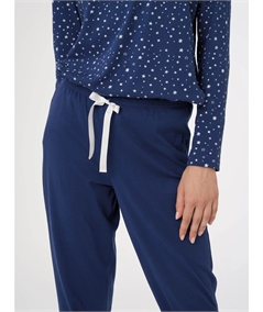 Ragno - DF96N1 Pigiama girocollo serafino fantasia in Jersey di puro Cotone - Fantasia Prussia 290F