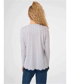 Ragno - DG18N6 Pigiama tutto aperto a fantasia in Jersey di puro Cotone - Fantasia Bianco 010F