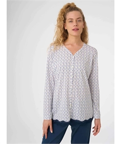 Ragno - DG18N6 Pigiama tutto aperto a fantasia in Jersey di puro Cotone - Fantasia Bianco 010F