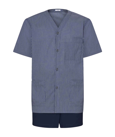 Ragno N20704 - Pigiama aperto manica corta pantalone corto in mussola di Cotone - Fantasia Sodalite Blue 908F