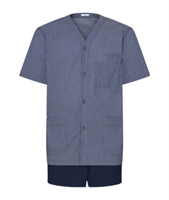 Ragno N20704 - Pigiama aperto manica corta pantalone corto in mussola di Cotone - Fantasia Sodalite Blue 908F