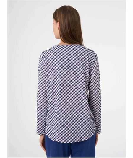 Ragno DF97N2 - Pigiama lungo scollo V fantasia in Jersey di puro Cotone - Fantasia Prussia 290F