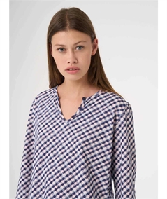 Ragno DF97N2 - Pigiama lungo scollo V fantasia in Jersey di puro Cotone - Fantasia Prussia 290F