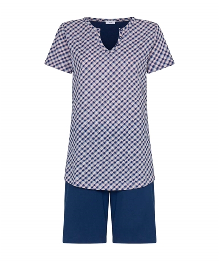 Ragno DF97NE - Pigiama corto scollo V fantasia in Jersey di puro Cotone - Fantasia Prussia 290F