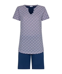 Ragno DF97NE - Pigiama corto scollo V fantasia in Jersey di puro Cotone - Fantasia Prussia 290F