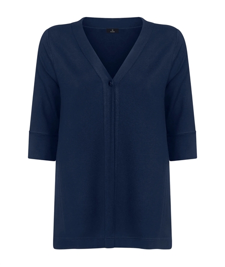 Ragno D424XI Cardigan manica 3/4 in crêpe di viscosa stretch - Colore: Bleu 078