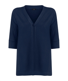 Ragno D424XI Cardigan manica 3/4 in crêpe di viscosa stretch - Colore: Bleu 078