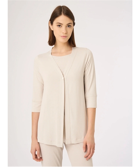 Ragno D424XI Cardigan manica 3/4 in crêpe di viscosa stretch - Colore: Champignon 786