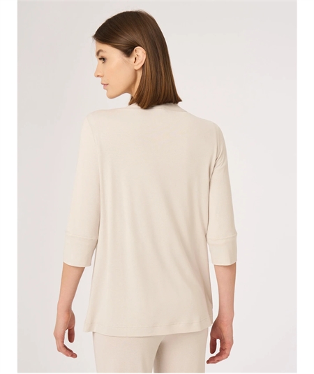 Ragno D424XI Cardigan manica 3/4 in crêpe di viscosa stretch - Colore: Champignon 786