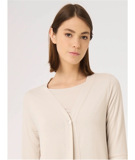 Ragno D424XI Cardigan manica 3/4 in crêpe di viscosa stretch - Colore: Champignon 786