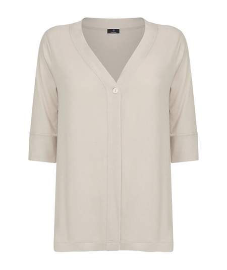 Ragno D424XI Cardigan manica 3/4 in crêpe di viscosa stretch - Colore: Champignon 786