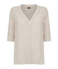 Ragno D424XI Cardigan manica 3/4 in crêpe di viscosa stretch - Colore: Champignon 786