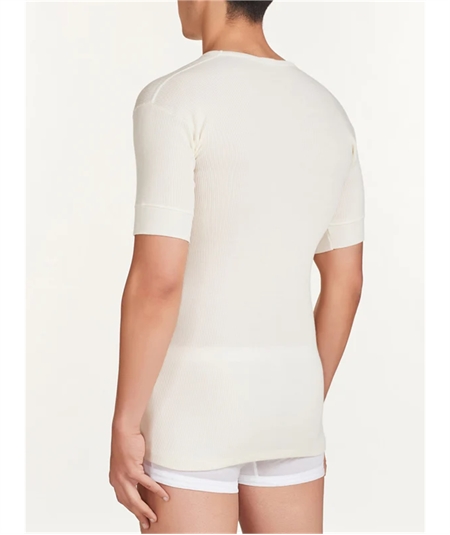 Ragno 003157 - Maglia girocollo in costina di lana Merino pesante. Colore Bianco  010