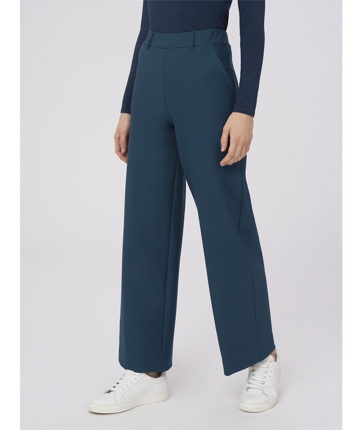 Ragno DB24P4 - Pantalone donna Cropped  con tasche in viscosa elasticizzata. Colore: Reflectig Pond 953