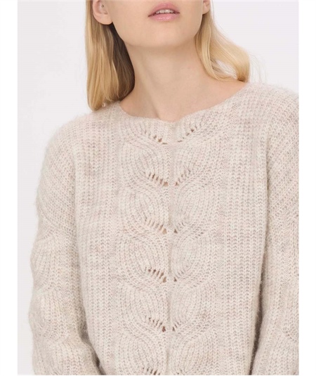Ragno DI46M - Maglioncino girocollo misto Lana e Alpaca. Colore Champignon Melange 786M