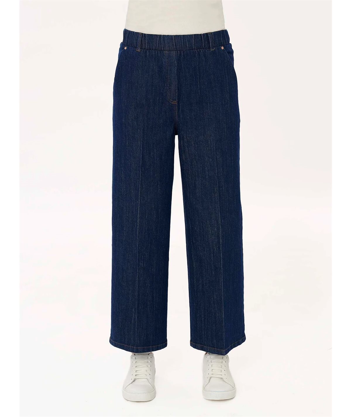 Ragno DM48P4 -Pantalone Jeans taglio Cropped in tessuto Denim-Comfort Colore: Bleu Persia 057