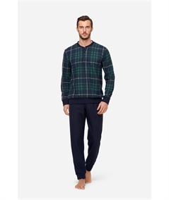 Jamas IJ 9270 Pigiama girocollo serafino in caldo tessuto Punto Milano. Colore Blu