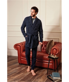 Q.bò 1036-BL - Giacca da camera sciallata in caldo tessuto Jacquard. Colore: Bleu