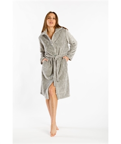 Fida I2353 - Vestaglia con colletto in morbido e caldo tessuto Coral. Colore: NON DISPONIBILE