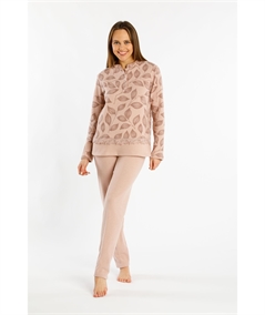 Fida I2316 - Pigiama collo alla Coreana in caldo tessuto Punto Milano. Colore: Rosa Antico