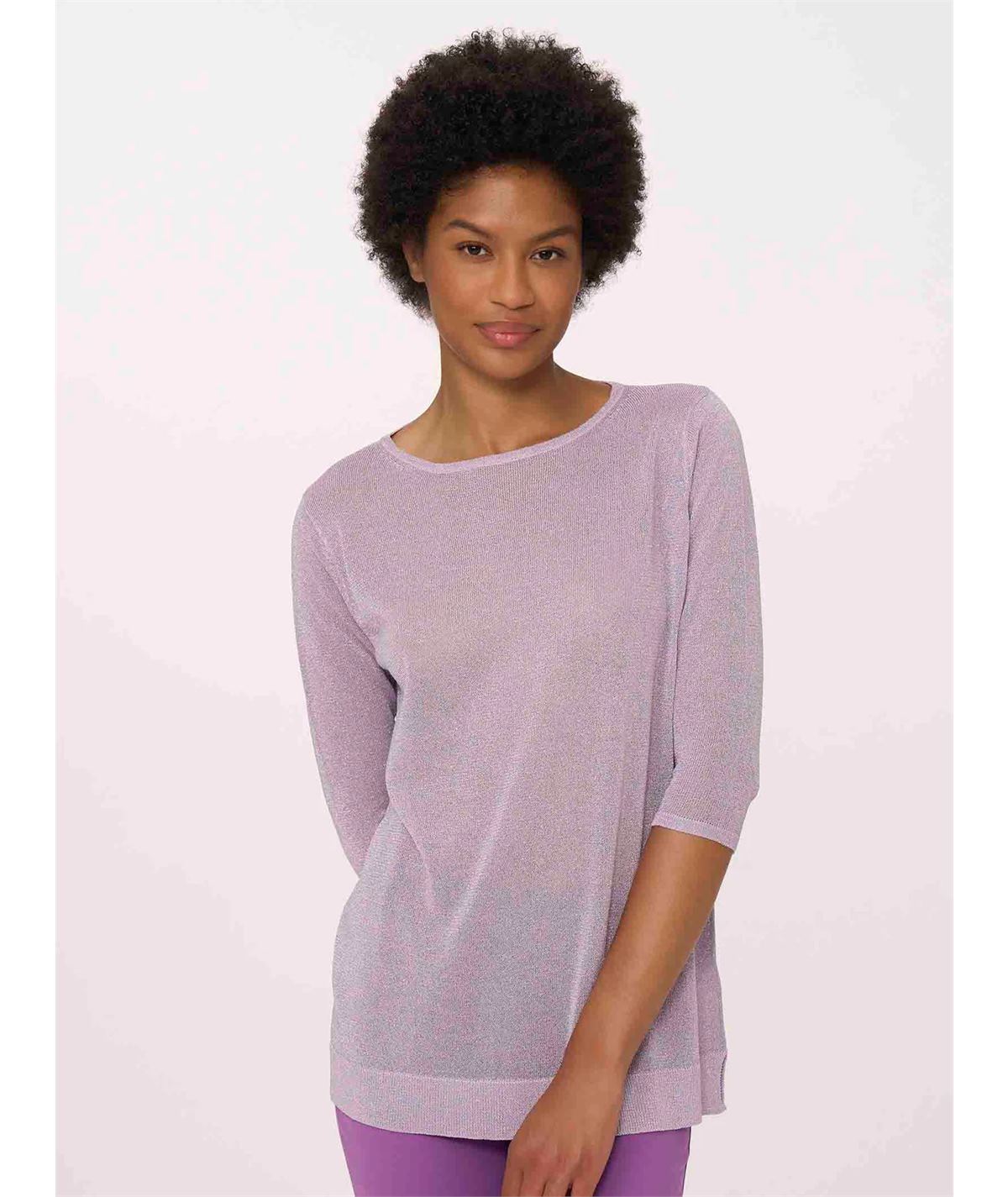 Ragno DN05MB - Maglia con manica 3/4 in Crêpe Lurex . Colore: Orchid Petal A36