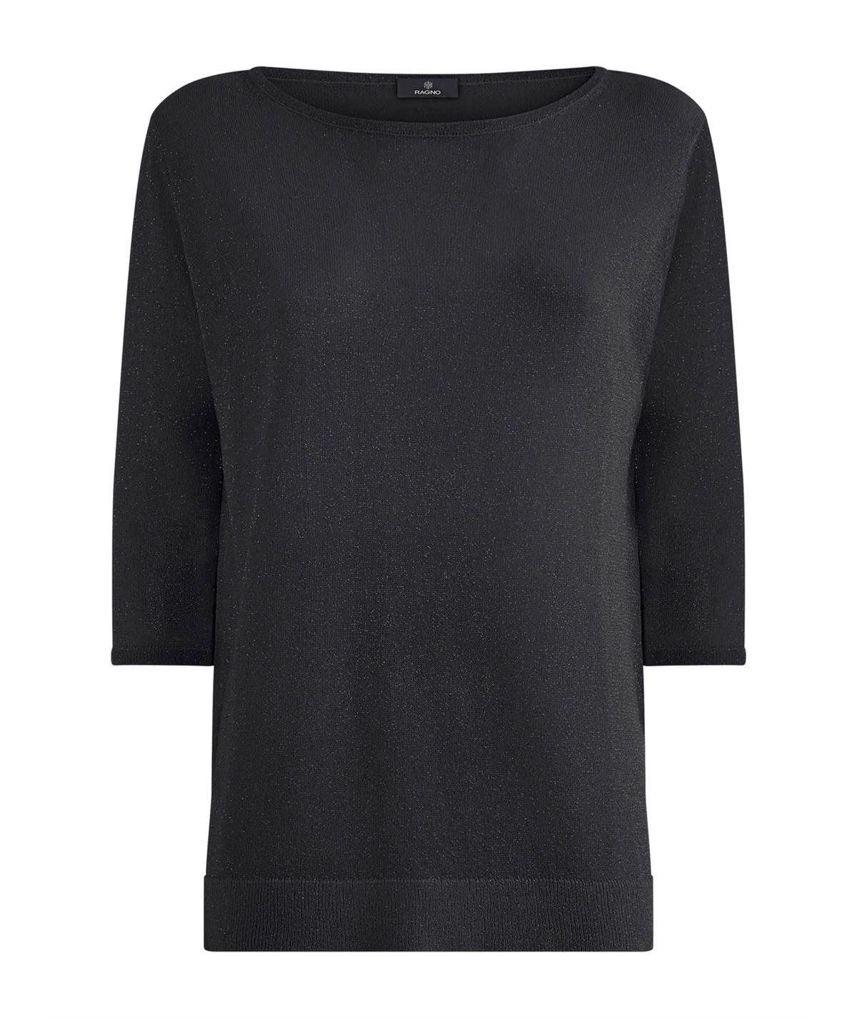 Ragno DN05MB - Maglia con manica 3/4 in Crêpe Lurex . Colore: Nero 020