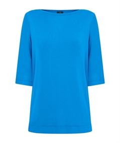 Ragno DN12TW - Magliuetta collo barca con manica 3/4 in Viscosa. Colore: Ibiza Blue A06