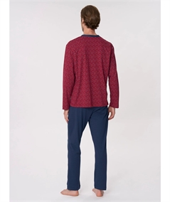 Ragno U803N6 - Pigiama scollo a V lungo aperto in Jersey di puro cotone. Colore: Fant. Insignia Blue 714F
