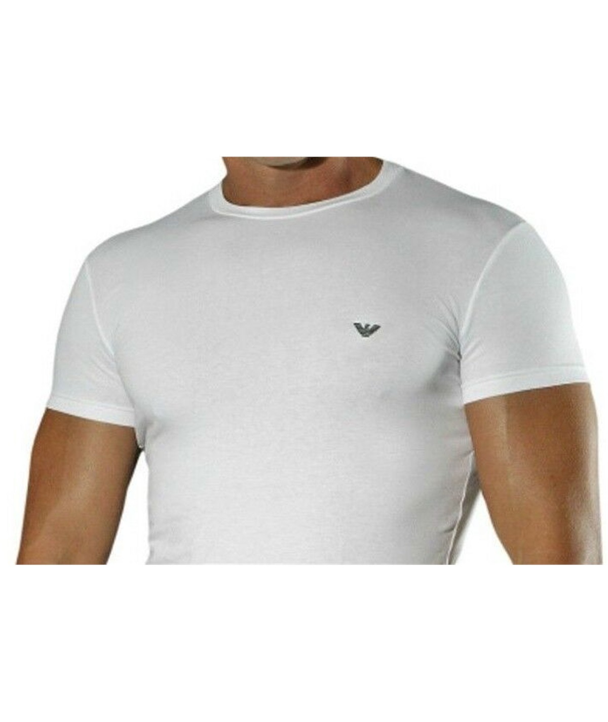 EM000379 AF14133 T-Shirt girocollo in cotone strech Emporio Armani- Bianco