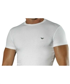 EM000379 AF14133 T-Shirt girocollo in cotone strech Emporio Armani- Bianco
