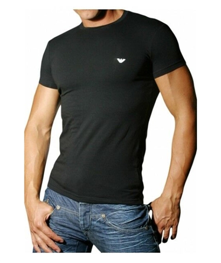 EM000379 AF14133 T-Shirt girocollo in cotone strech Emporio Armani- Nero