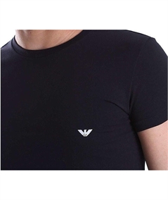 EM000379 AF14133 T-Shirt girocollo in cotone strech Emporio Armani- Nero