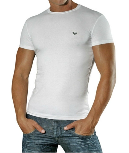 EM000379 AF14133 T-Shirt girocollo in cotone strech Emporio Armani- Bianco