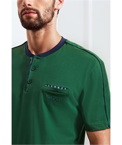 Q.bò 1777-VE Pigiama corto girocollo serafino in jersey di puro cotone. Colore Verde Bottiglia