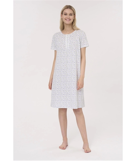 Ragno - DM68NK Camicia da notte manica corta a serafino in Jersey di Cotone. Colore: Fant. Purple Heather A13F