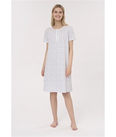 Ragno - DM68NK Camicia da notte manica corta a serafino in Jersey di Cotone. Colore: Fant. Purple Heather A13F