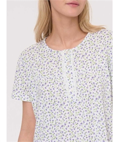 Ragno - DM68NK Camicia da notte manica corta a serafino in Jersey di Cotone. Colore: Fant. Purple Heather A13F