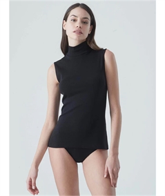 Ragno D274AX Maglia sottogiacca smanicato collo Lupetto in caldo cotone Biologico - Colore Nero