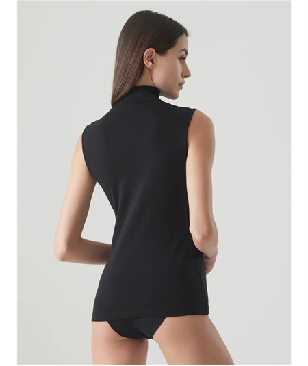 Ragno D274AX Maglia sottogiacca smanicato collo Lupetto in caldo cotone Biologico - Colore Nero