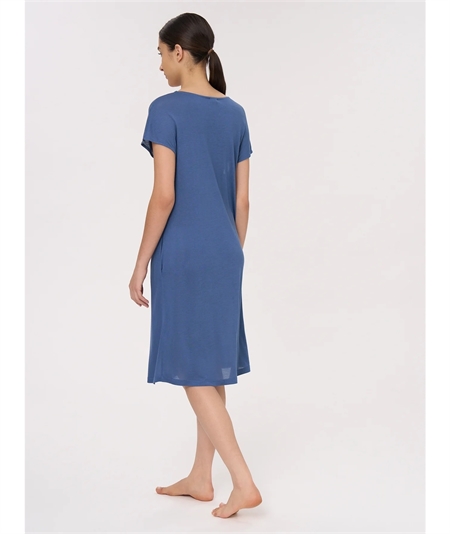 Ragno DM73NL - Camicia notte manica a Kimono in maglina di Modal. Colore: Bjou Blue A30