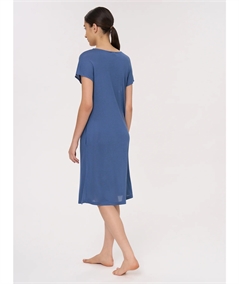 Ragno DM73NL - Camicia notte manica a Kimono in maglina di Modal. Colore: Bjou Blue A30