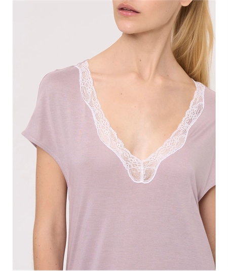 Ragno DM73NL - Camicia notte manica a Kimono in maglina di Modal. Colore: Sea Fog 971