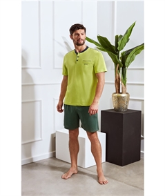 Q.bò 1814-LIM  Pigiama corto girocollo serafino in jersey di puro cotone. Colore: Lime