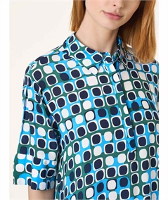 Ragno DM84D7 - Chemisier collo a polo e manica corta in EcoSeta. Colore: Fant. Aventurine 949