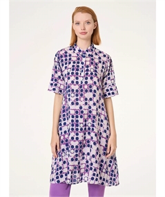 Ragno DM84D7 - Chemisier collo a polo e manica corta in EcoSeta. Colore: Fant. Dewberry A05F