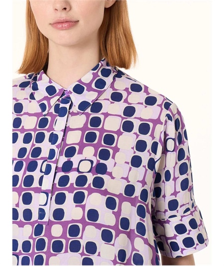 Ragno DM84D7 - Chemisier collo a polo e manica corta in EcoSeta. Colore: Fant. Dewberry A05F